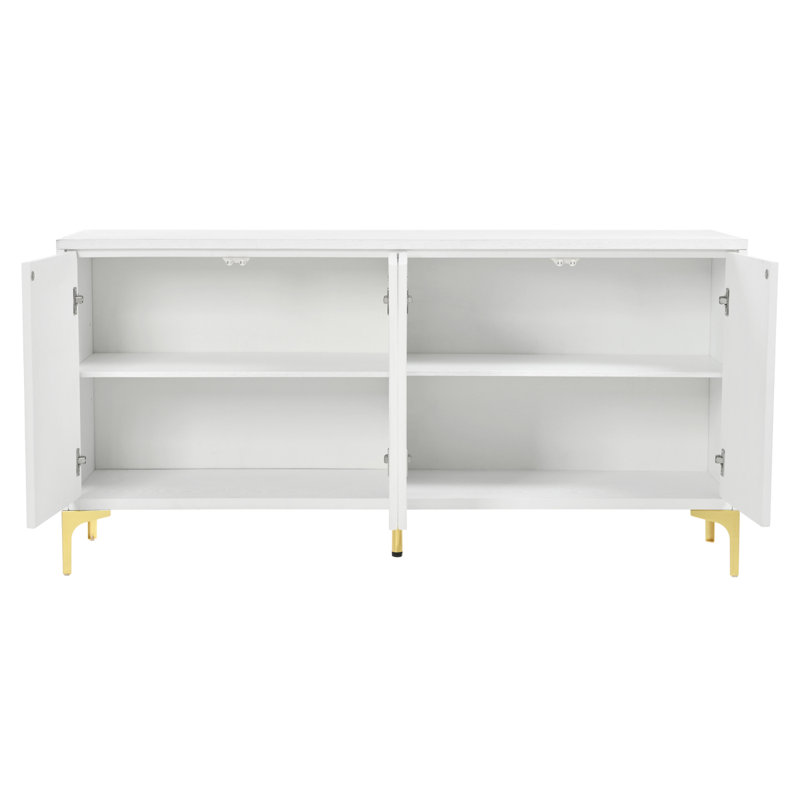 Buffet moderne à 4 portes avec surface sculptée créative, Blanc