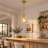 1 - Light Modern Pendant with Amber Glass Shade