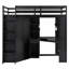 Lit mezzanine simple avec grande armoire, bureau, plateau à clavier coulissant et station de recharge, tout-en-un noir compact-1518170168