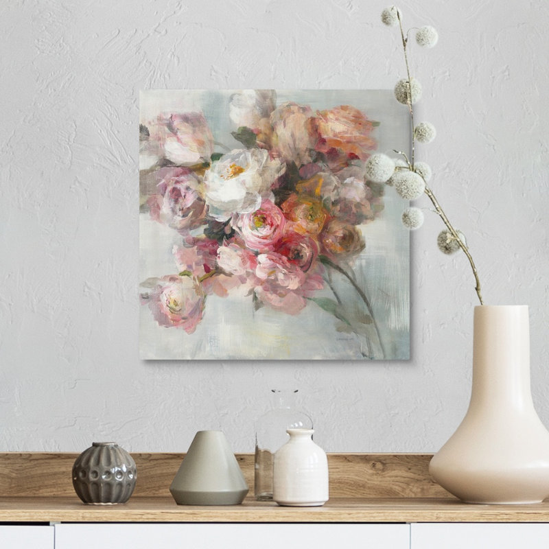 «Blush Bouquet», reproduction d'art sur toile, Toile tendue, H 12 po x l 12 po x P 1,25 po