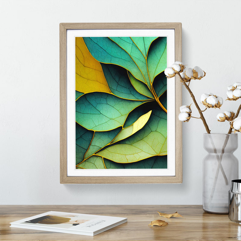 The Artsy Leaves - Print, 36cm H x 27cm W, Oak Framed Paper, White