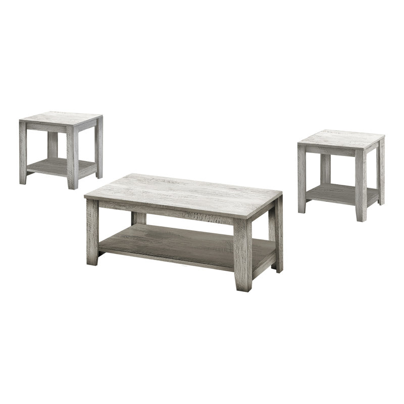3 pièces Table grise pour la maison - Tables basses, de bout, d'appoint avec options de rangement contemporaines