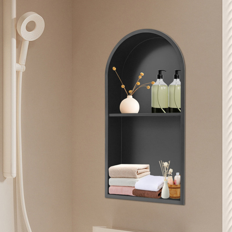 13.11W*25.12H Stainless Steel Wall Mounted Required Bathroom Shelves, Black