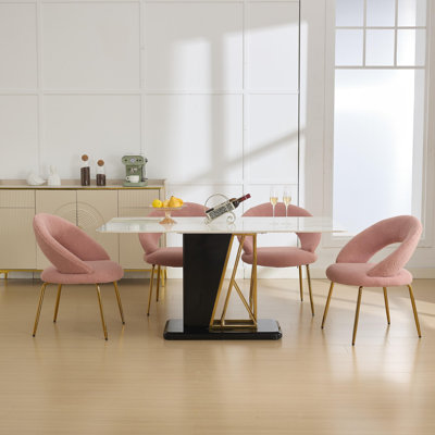 Set of 1 Teddy Fabric Dining Chairs