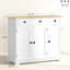 Buffet blanc vieilli - Armoire de rangement de comptoir en bois massif avec 3 tiroirs, portes, tablette réglable pour la maison dans le comptoir, moderne