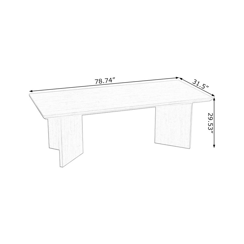 Bureau rectangulaire en bois massif Burlywood, H 29,53 po x l 78,74 po x P 31,5 po