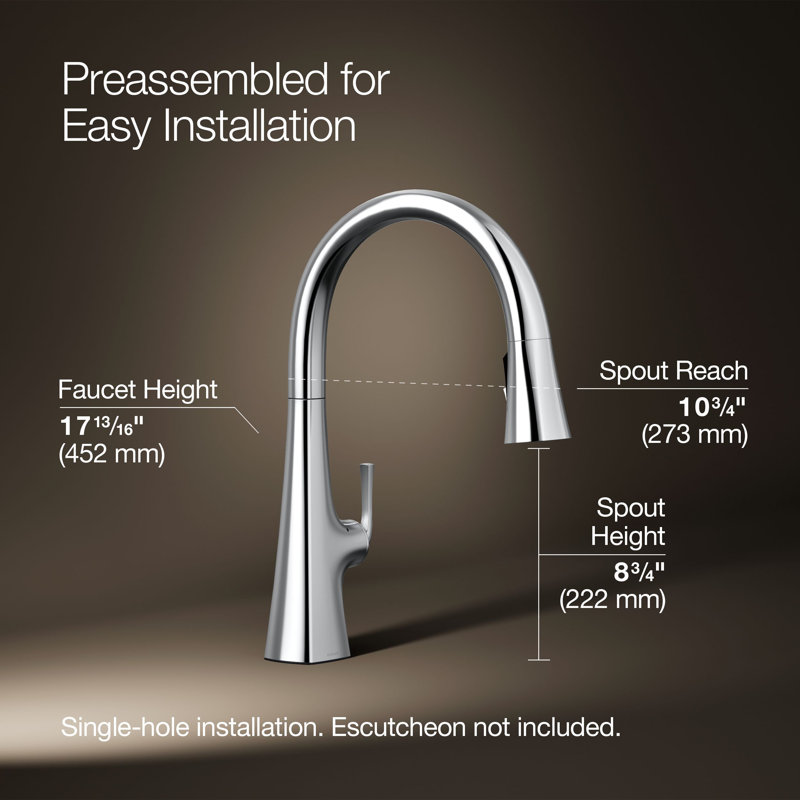 Graze Touchless Pull-Down Kitchen Sink Faucet with Voice Activation and Three-Function Sprayhead, Polished Chrome