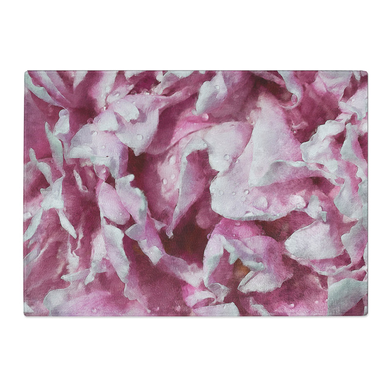 Tempered Glass Beautiful Pink Carnation Petals Chopping Board, 28.5 cm x 39 cm