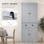 Armoire de rangement pour garde-manger 72 po, armoire autoportante traditionnelle avec 4 portes et 3 tablettes réglables, grand tiroir central, panneau de lambris, gris