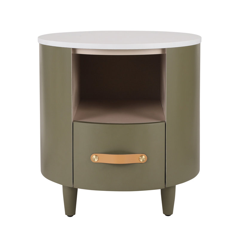 Table de bout de canapé avec tablette de rangement ouverte, Vert