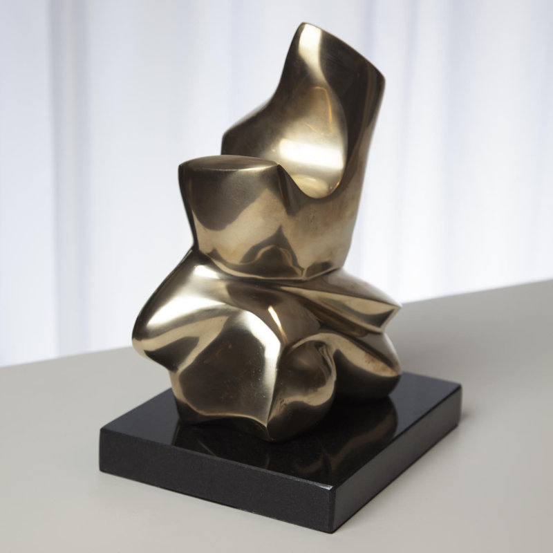 Mid-Century Abstract Brass Figural Sculpture on Marble Base