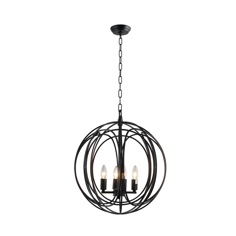Lustre orbe 4 lumières au fini noir mat