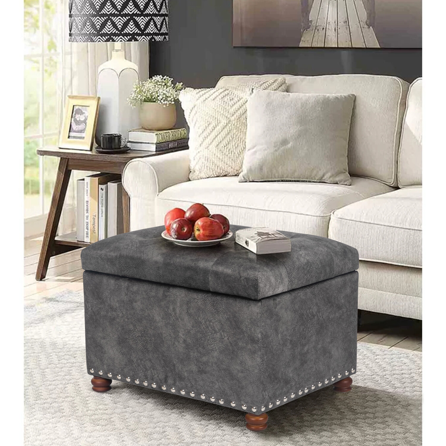 Rosdorf Park Elodie Velvet Storage Ottoman & Reviews | Wayfair