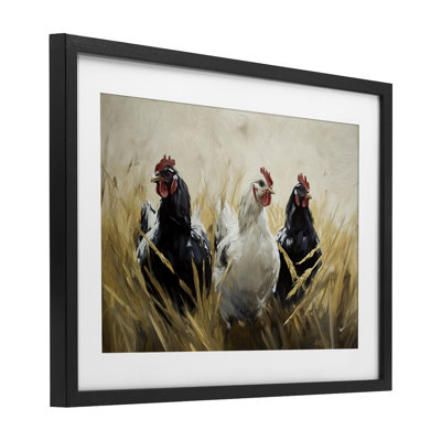 «Chickens In Wheat Field», reproduction encadrée sous verre, conception de Tina LeCour