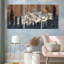 Paysage de montagne avec pin, art mural tendu sur toile, impression de texture de bois rustique (ensemble de 3)-1921786638