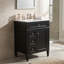 Meuble-lavabo autoportant 24 po en MDF avec lavabo en céramique blanc, armoire de salle de bain noire avec 2 tiroirs, tablettes de porte réglables et tiroir basculant-130996260-130996265