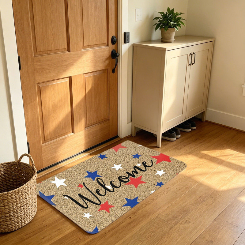 Tapis d'entrée bleu patriotique 20 po x 32 po pour l'extérieur pour l'intérieur