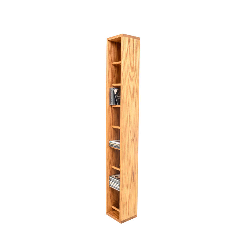 Dowel-Style Wooden CD Rack - 06W Series, Clear, 52" H x 7.25" W x 6.5" D