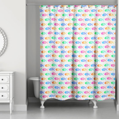 Rideau de douche à motif de poisson coloré