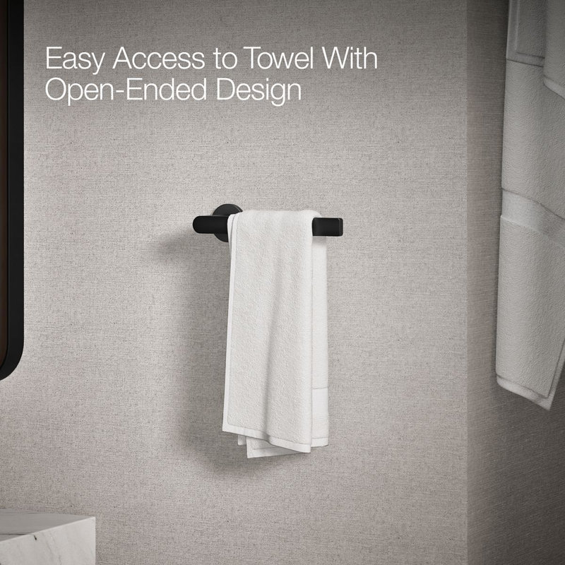 8" Wall Mounted Towel Arm, Matte Black