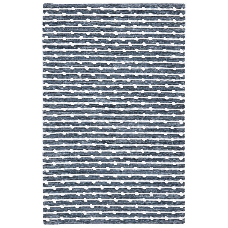Tapis gris / ivoire en coton tissé à plat Montauk, Rectangle 3 pi x 5 pi