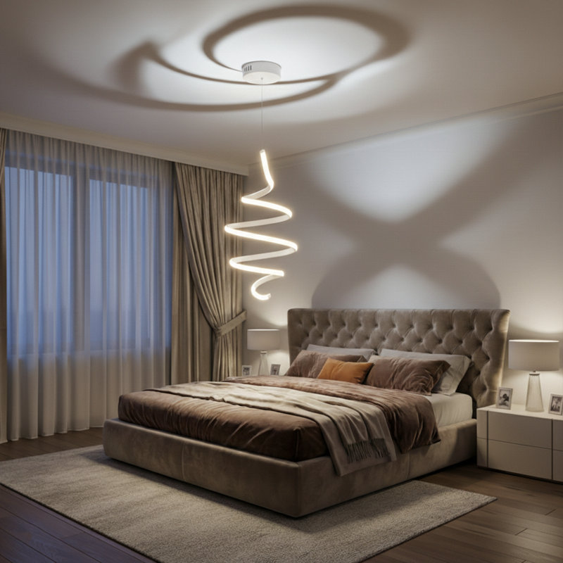 Lustre géométrique à 1 lumière DEL Elara, Porcelaine, Blanc, 4000 Kelvins