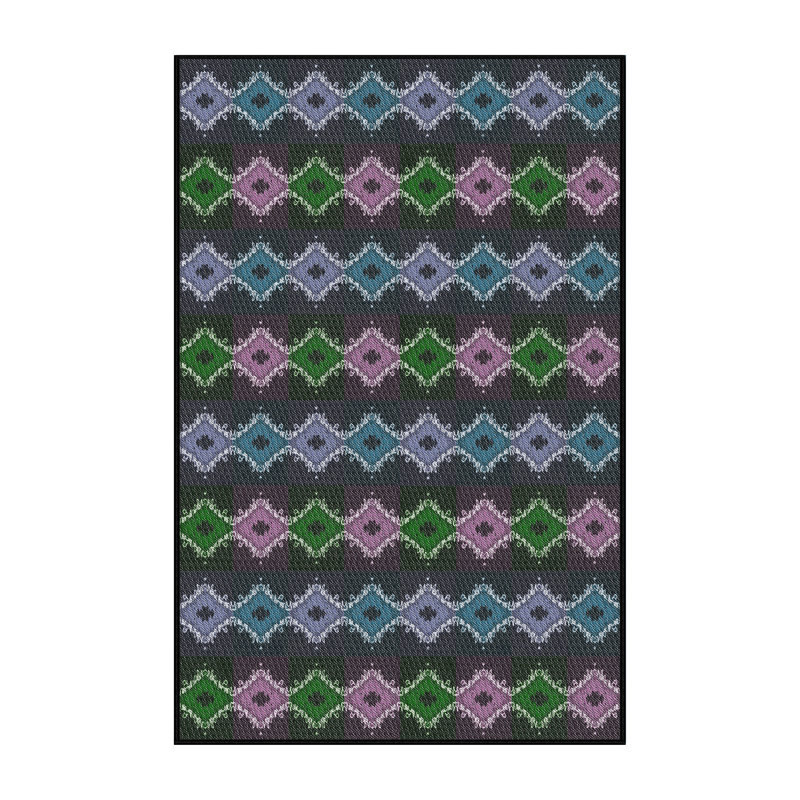 Gris géométrique/beige/Tapis décoratif bleu, Rectangle 3 pi x 5 pi
