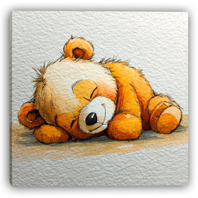 Dreaming Teddy Bear Wrapped Canvas Wall Art
