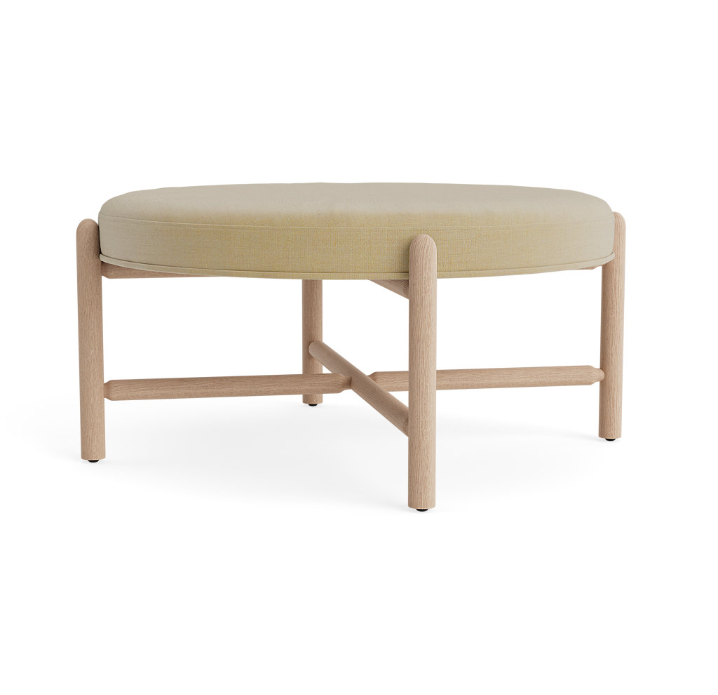 Vane 36" Upholstered Ottoman, Khaki, Oak
