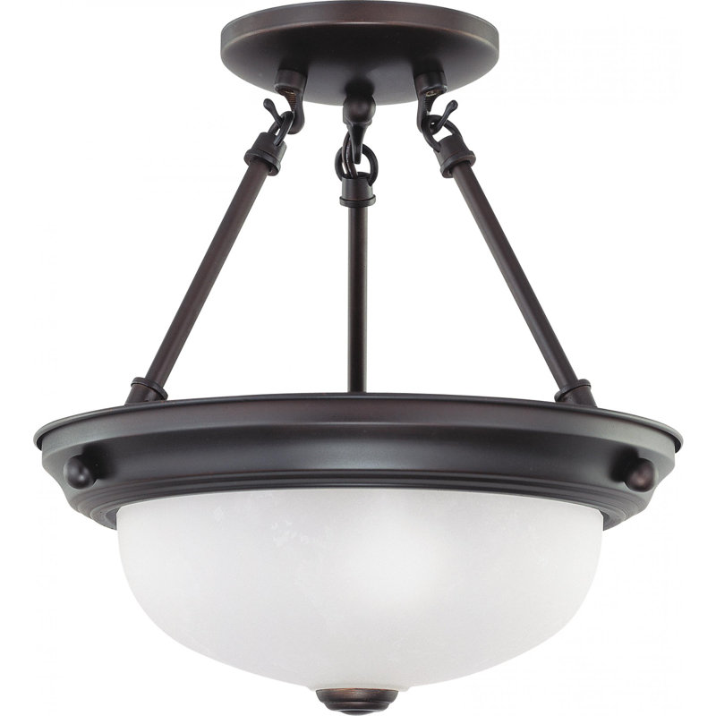 Dothan Glass Semi Flush Mount, 14" H x 13.25" W, Fluorescent