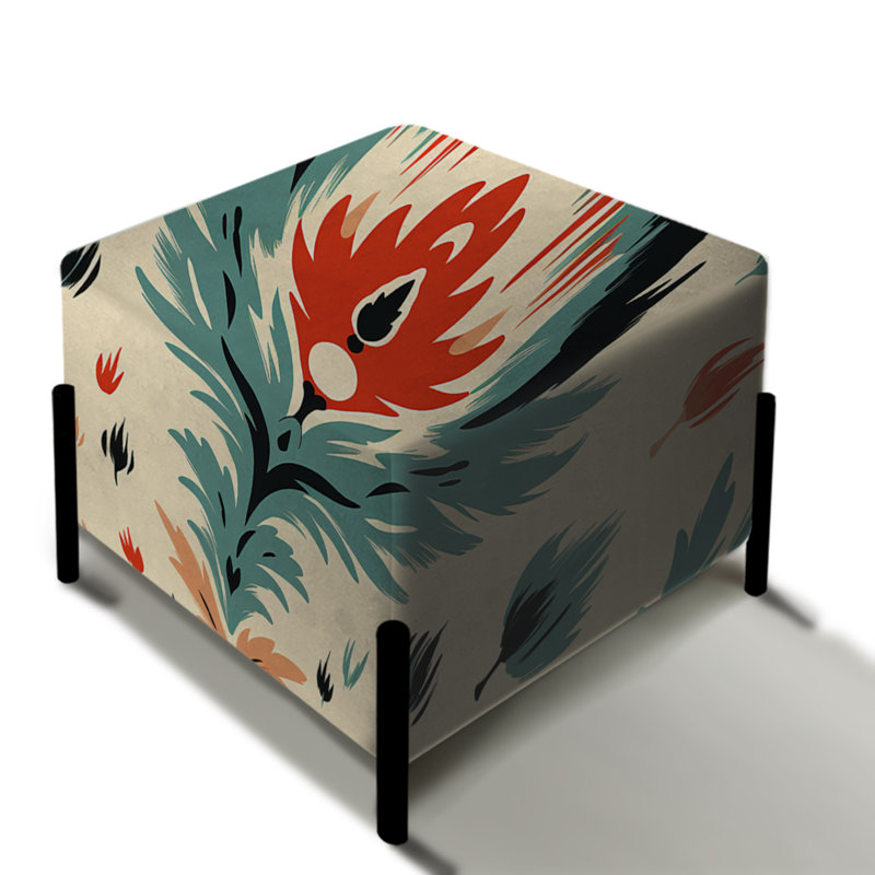 Artisan orange et beige Ikat Heritage - repose-pieds carré Ikat