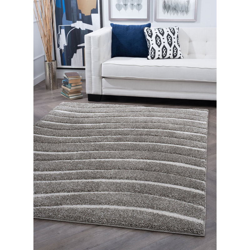 Tapis gris / crème Nassauer, Rectangle 9 pi 3 po x 12 pi 6 po
