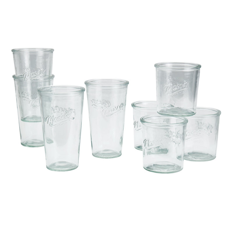 Mason Craft Clear Glass Tall and Short Tumbler Set, 8-Piece