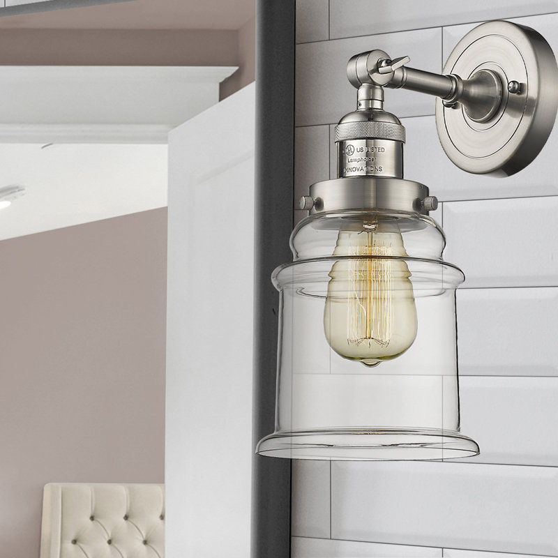 Galaviz Dimmable Bath Sconce, 6 Watt Vinage LED Bulb, Clear, Brushed Satin Nickel