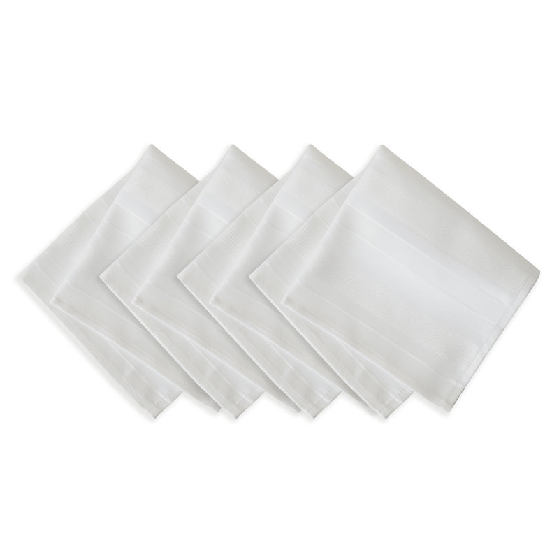 Robyn 100% Polyester Striped Square Napkin, White