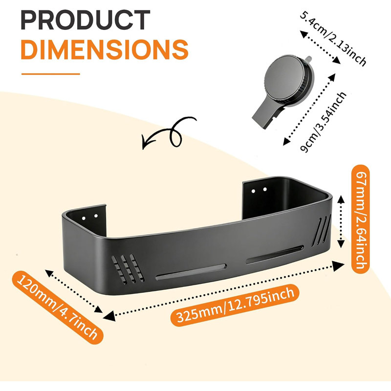 Lot de 2 paniers de douche à ventouses avec crochets, organisateur de salle de bain en aluminium sans perçage pour surfaces lisses, pour shampoing, rasoirs et accessoires de bain, gris anthracite