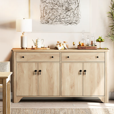 Haikey 59" Wide Sideboard Buffet With  4 Doors And 2 Drawers, Adjustable Shelves