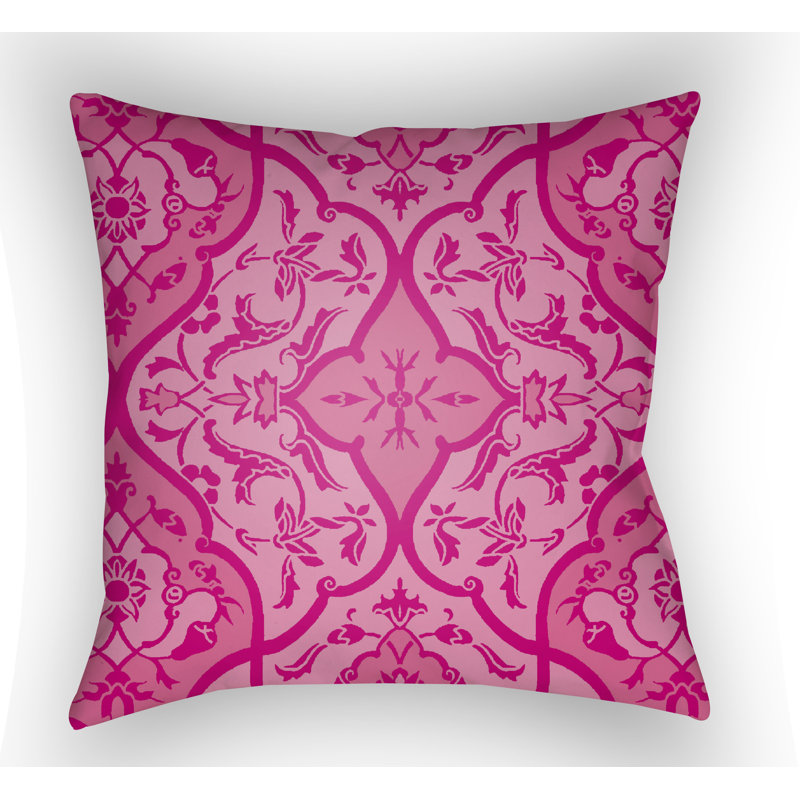 Yindi Floral Outdoor Throw Pillow, 18" H x 18" W x 4" D, Magenta