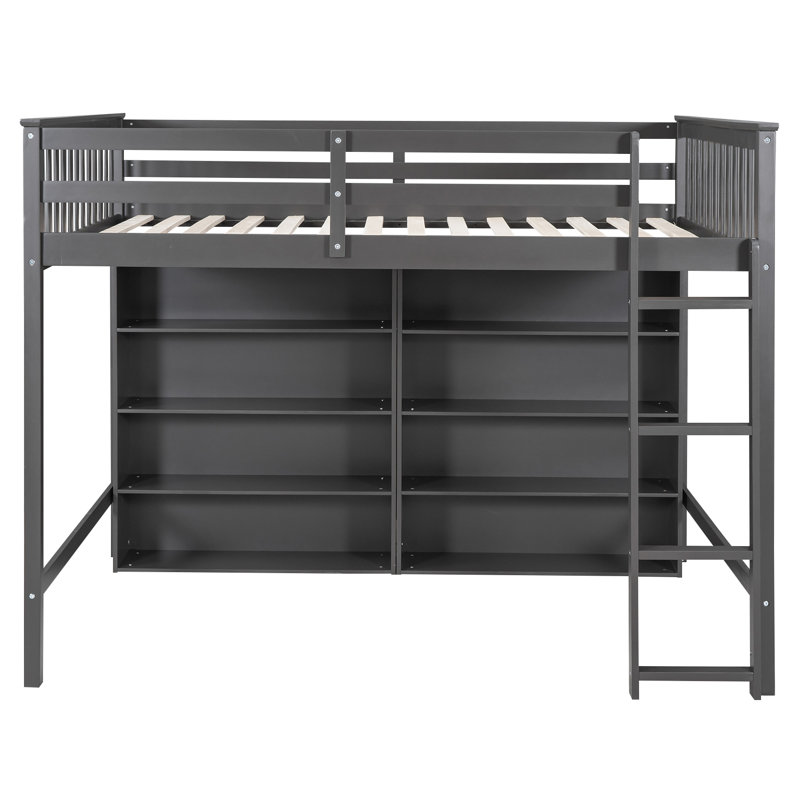 Lit mezzanine pour enfants Imberly, Double, Gris antique