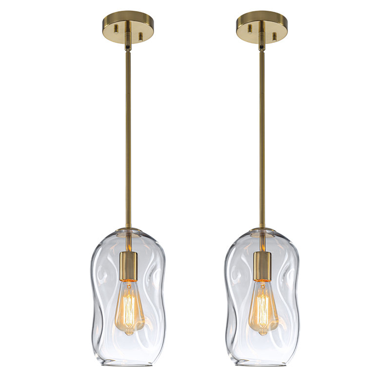 Luminaire suspendu unique à 1 lumière avec verre organique irrégulier, Paquet de 2