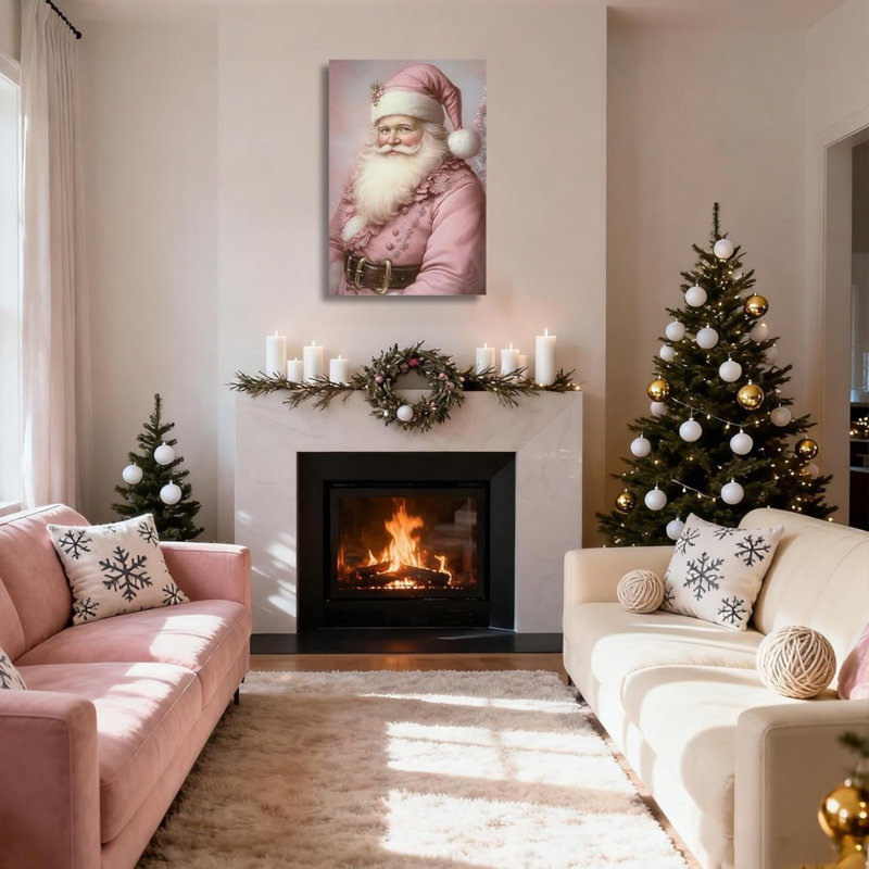 «Pink Santa Portrait», art mural 24 po x 36 po