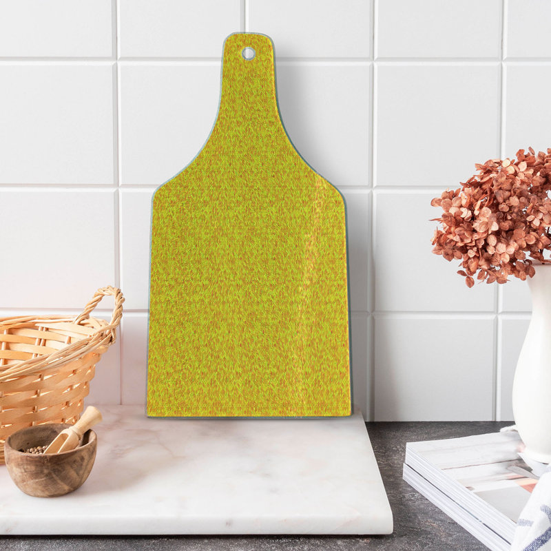Yellow Honeycomb Tempered Glass Wine Bottle Cutting Board