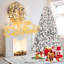 Arbre de Noël 4,5 pi avec 250 lumières UL et 24 pommes de pin naturelles - pointes en PVC enneigées, 498 pointes, structure articulée, support en métal stable, installation facile-1016982753