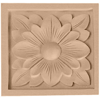 Flower 3.5'' H x 3.5'' W x 0.75'' D Wood Rosette Applique