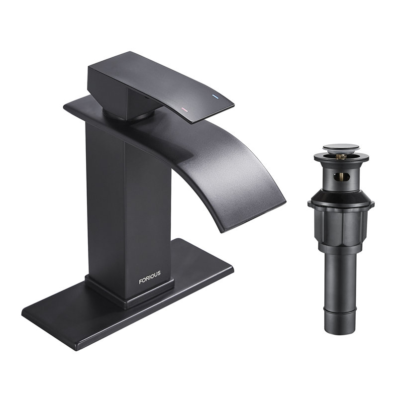 Single-Hole Single-handle Bathroom Faucet with Drain Assembly, Matte Black
