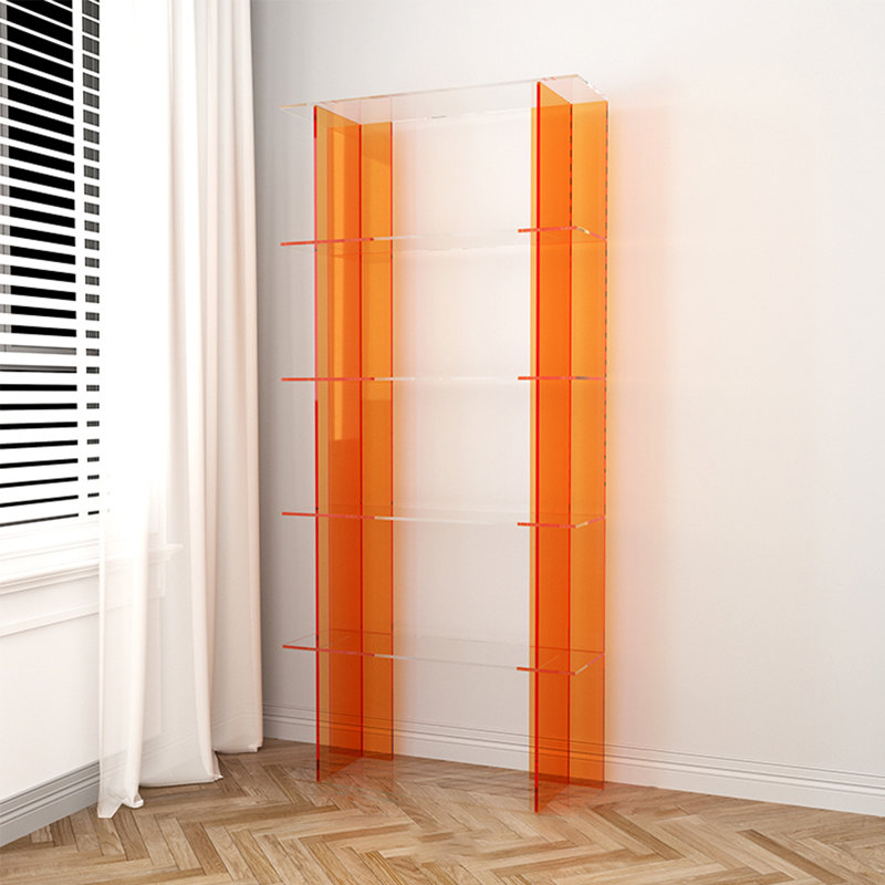Simple vitrine en acrylique, (5 tablettes) H 68,9 po x l 31,5 po x P 9,84 po, Orange