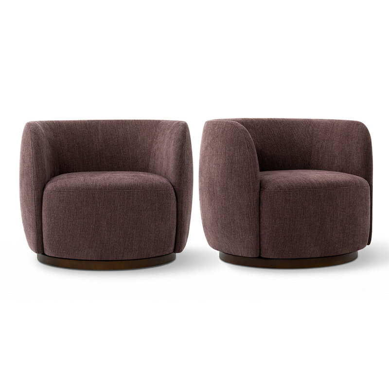 Ensemble de chaises d'appoint modernes pivotantes en tonneau avec siège rembourré, Mûre blanche