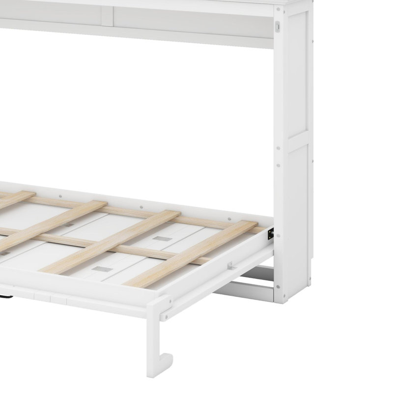 Armoire Murphy, lit escamotable en bois massif Farmhouse, Lit simple, Blanc