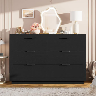 Black 6-Drawer Dresser Bedroom Closet Storage Chest