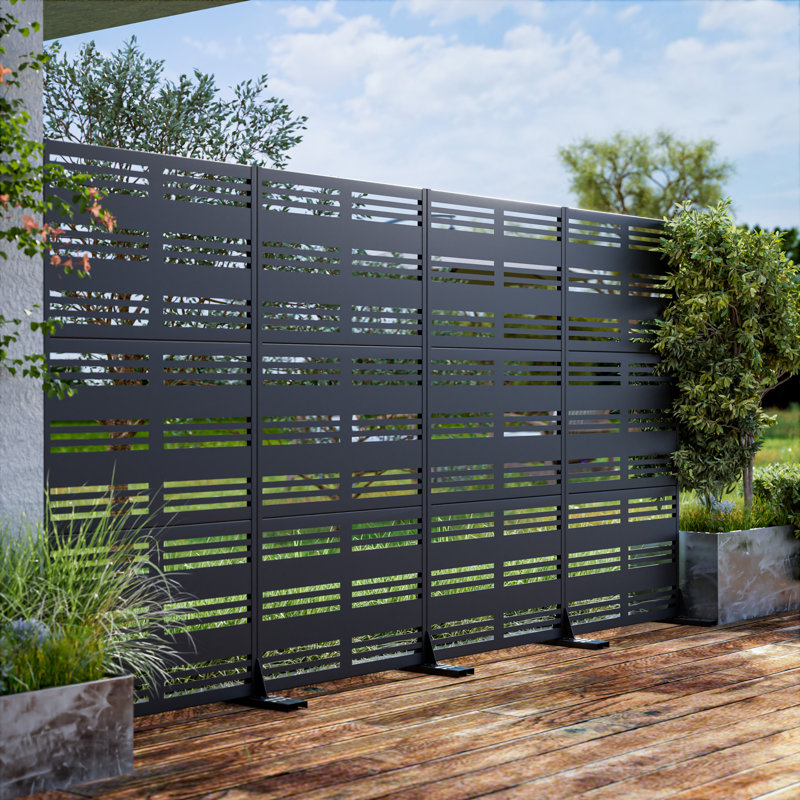 Metal Outdoor Privacy Screen, Noir, H 72 po x l 35 po x P 16 po